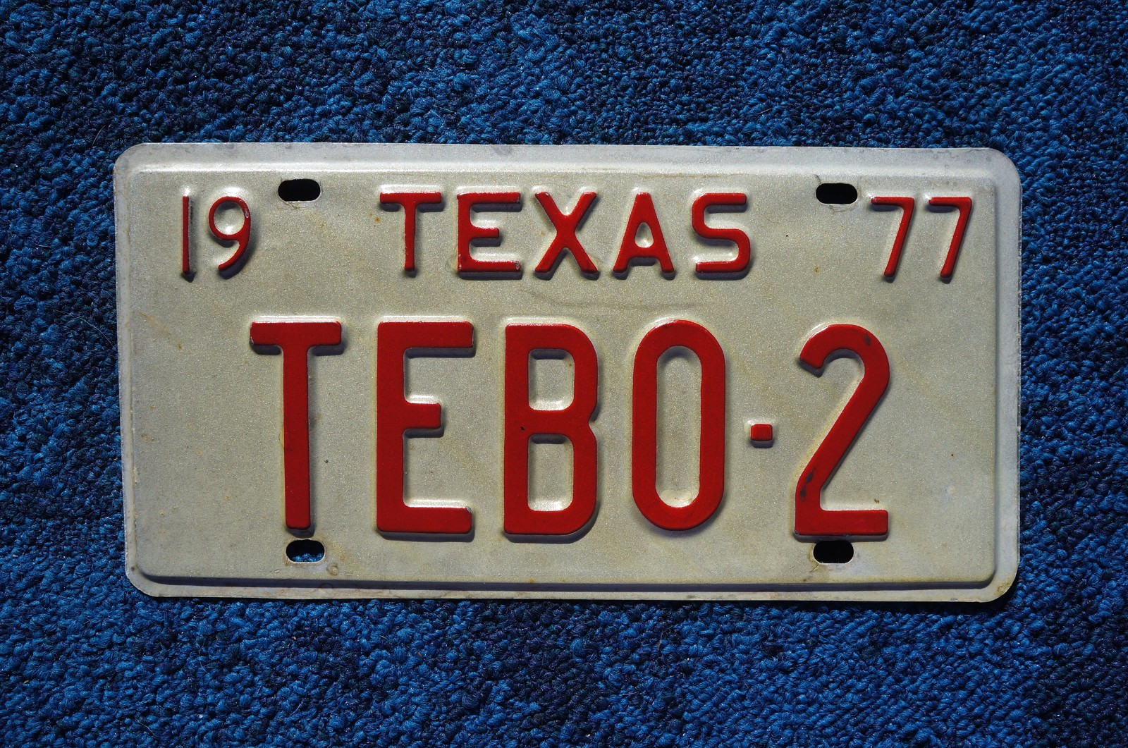 1977 TEXAS State License Plate - TEBO - 2