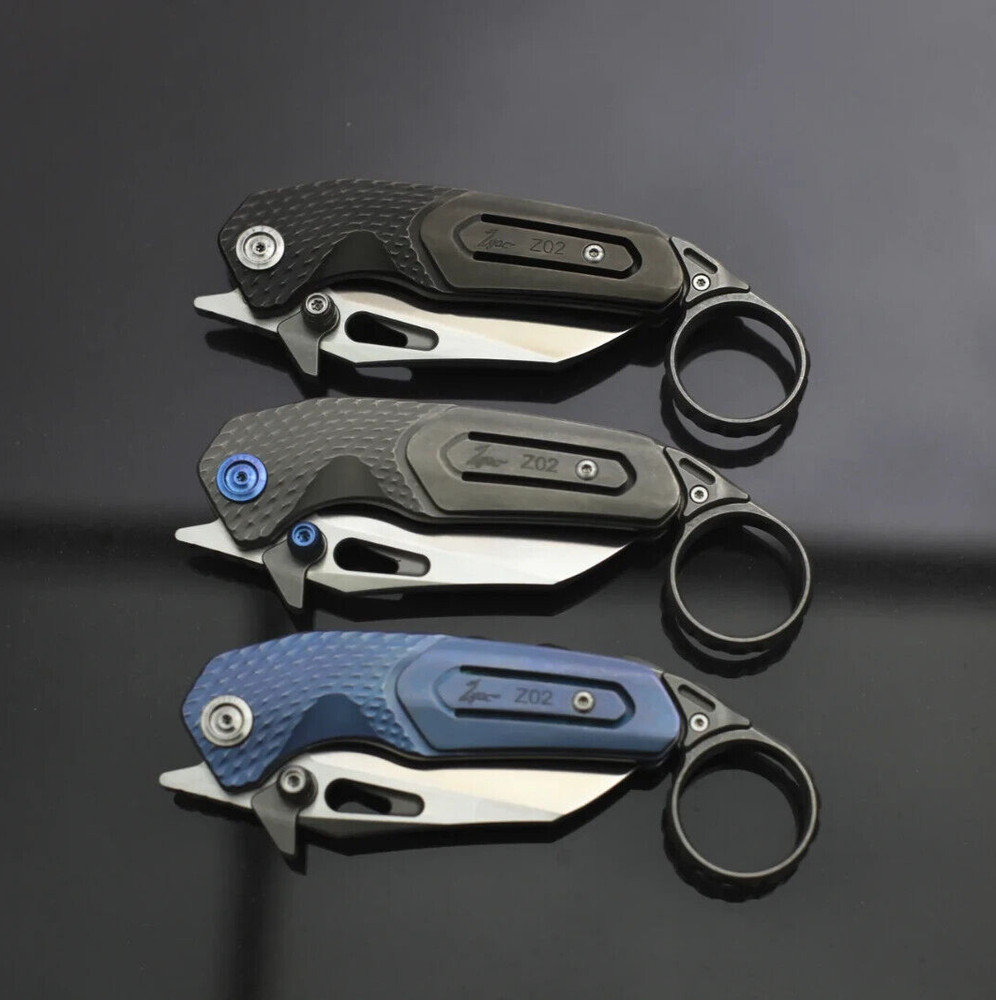 Zyac Z02 Titanium Karambits with Removable Tail Ring