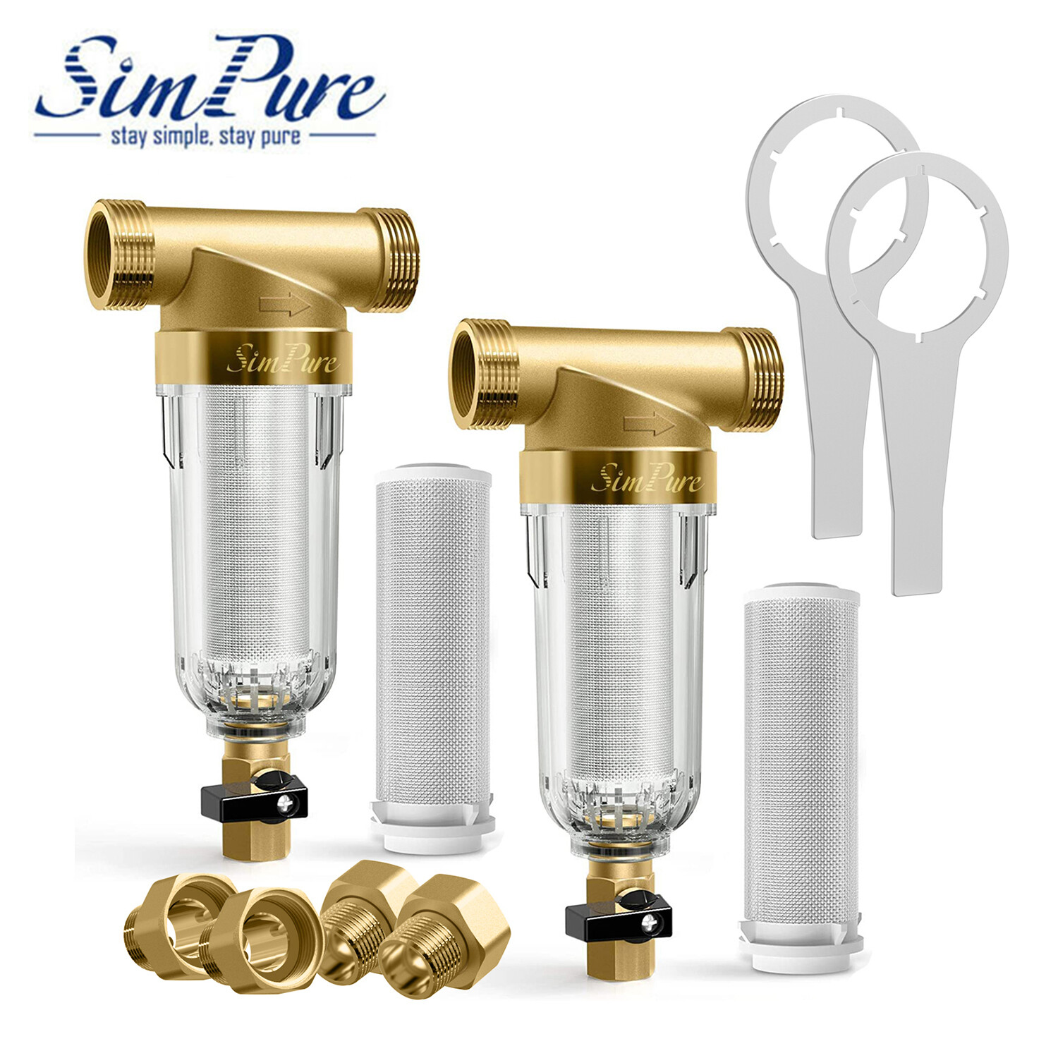 2Pack Reusable Whole House Spin Down Water Filter Sediment Pre-Filter System