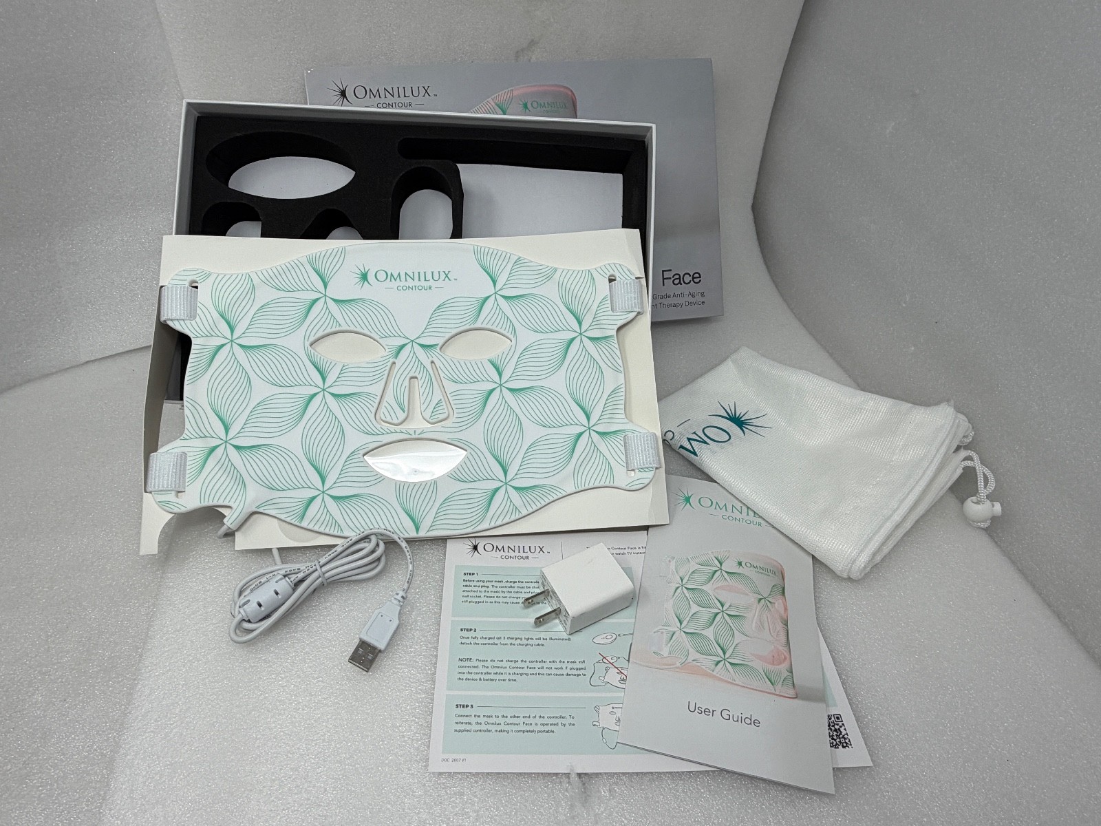 OMNILUX CONTOUR WOMEN FACE ANTI-AGING LED LIGHT THERAPY MASK - [FULL KIT / READ]