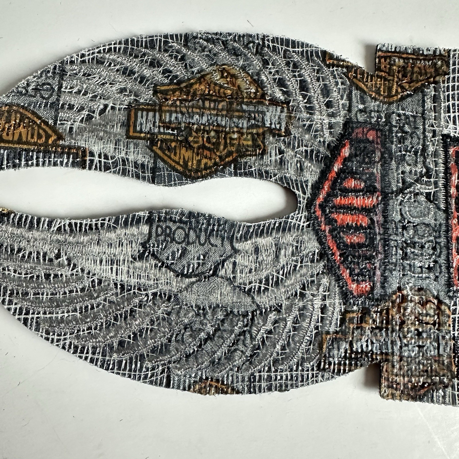 Vintage Harley Davidson Silver Eagle Wings UP Patch Jacket Bar & Shield