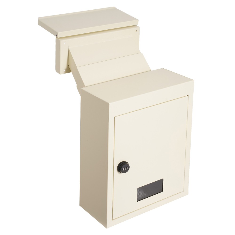 Through The Wall Drop Box 12.5x6.3x16.9" Mailbox with Code Lock Beige