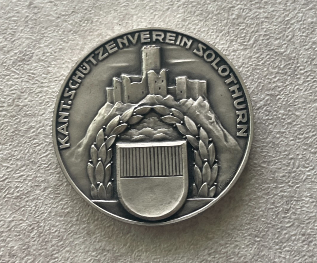 1966 Solothurn Silvered Bronze Swiss Shooting Medal R-1148b L2