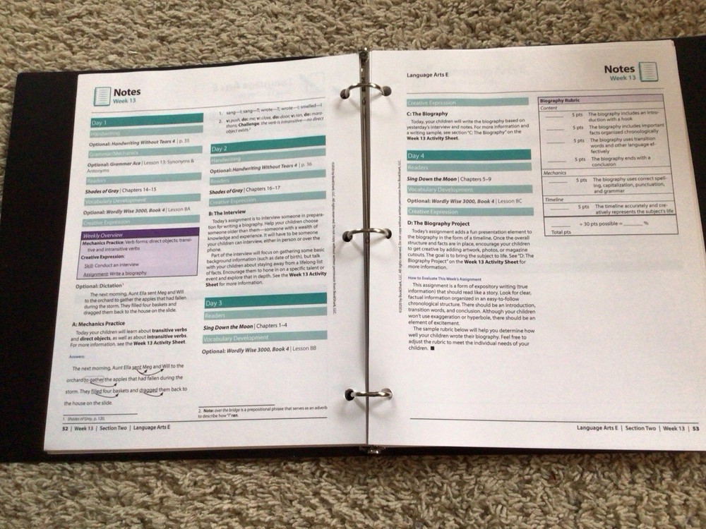 Bookshark Language Arts Instructor Guide Level E