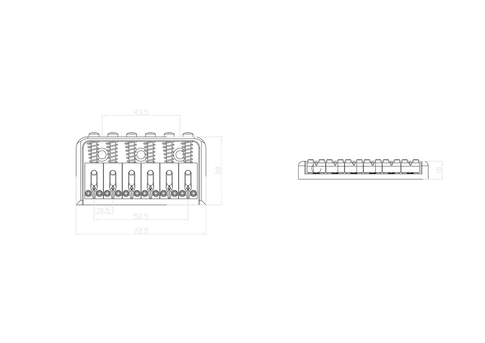 KD By AxLabs 6-String Hardtail Bridge - 3-Screw Mount - Chrome