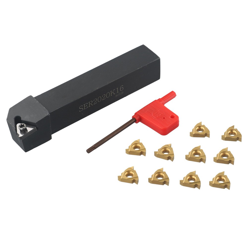 External Thread Turning Tools Lathe Cutter CNC Holder +10pcs 16ER Carbide Insert