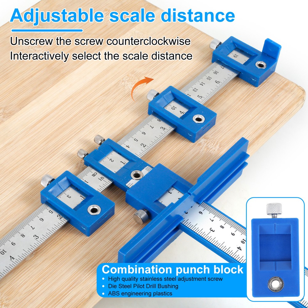 Cabinet Hardware Jig Adjustable Punch Locator Handle Template Tools Drill Guide