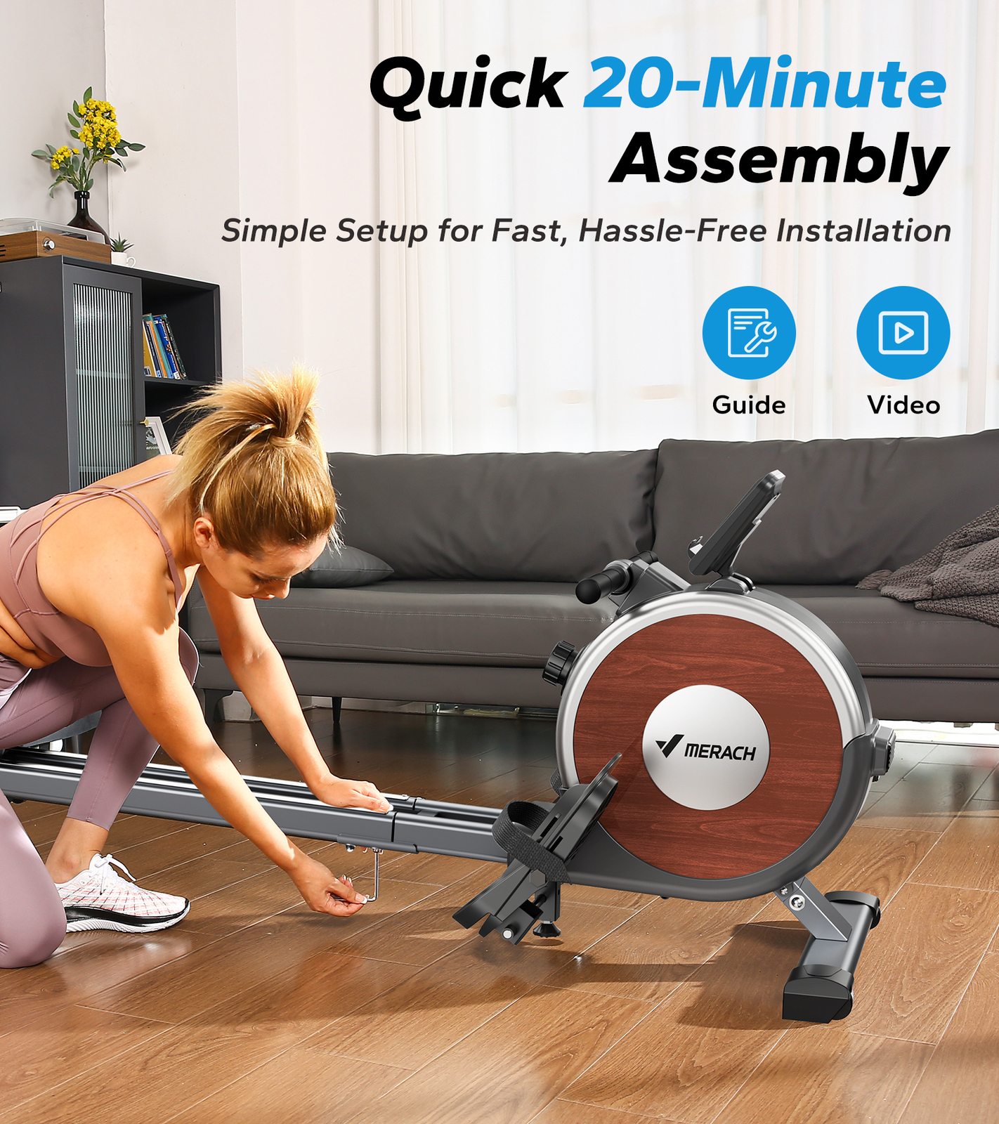 MERACH Q1S Magnetic Rowing Machine 16 Levels of Quiet Resistance Dual Slide Rail