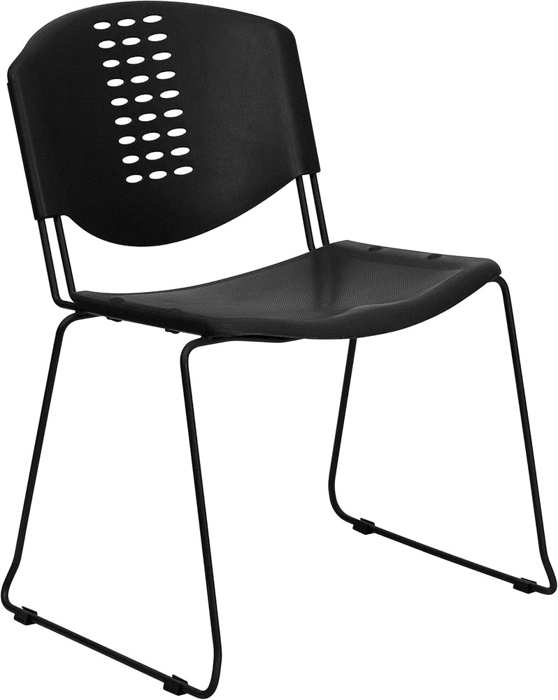 HERCULES 5-Pack 400 Lb Capacity Black Stack Chairs with Frame