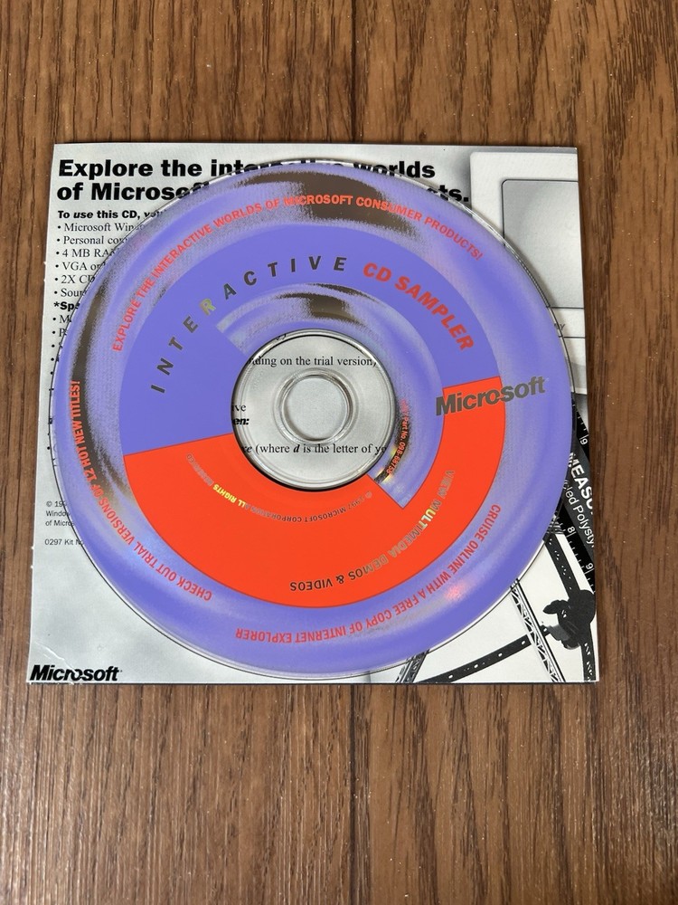 Microsoft Interactive CD Sampler Trial Version 1997 Microsoft 95 Windows 3.1