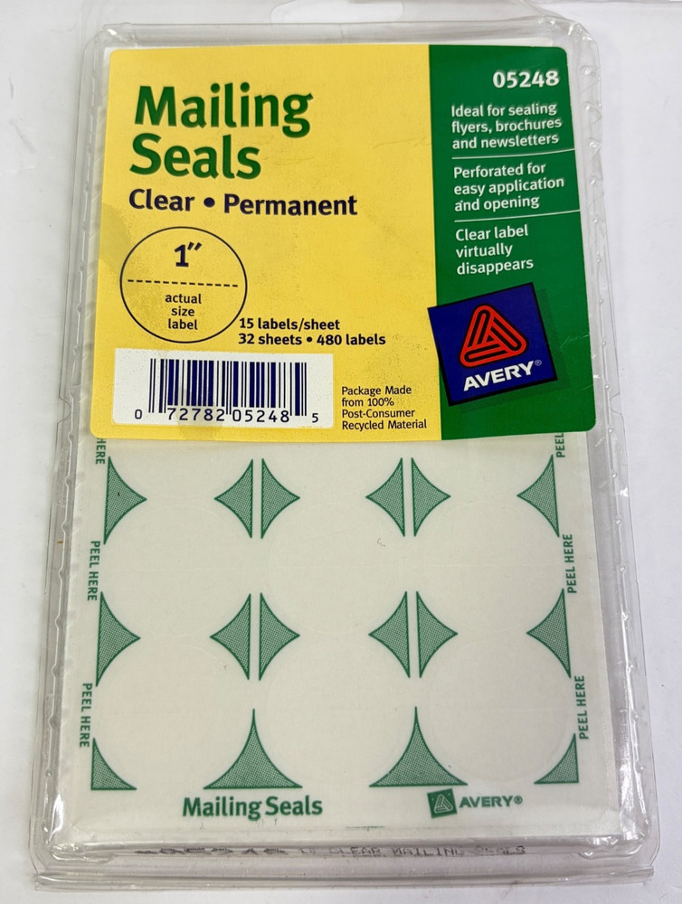 Avery Blue Removable Color Coding Labels Blue 5469 3/4" Round + Mailing Seals