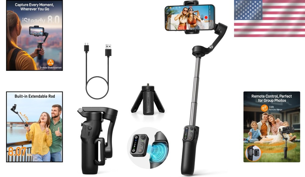 iSteady X3 SE Plus Smartphone Gimbal Stabilizer - Beginner-Friendly with Joy App