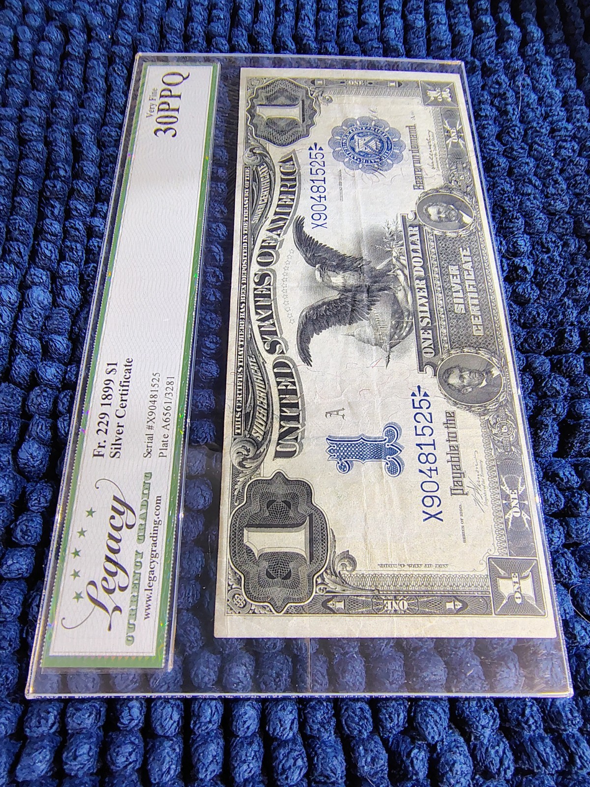 1899 Black Eagle $1 Silver Cert - Fr. 229 - Vernon & McClung - Legacy VF 30 PPQ