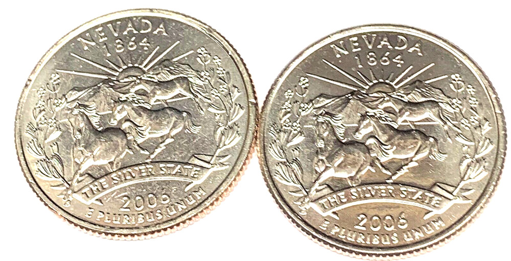 # C4135      NEVADA   STATEHOOD   QUARTERS, P & D  from  MINT ROLLS