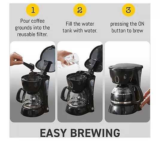 Automated Coffee Maker Reusable Filter 4-Cup Carafe Drip Brew Keep Warm