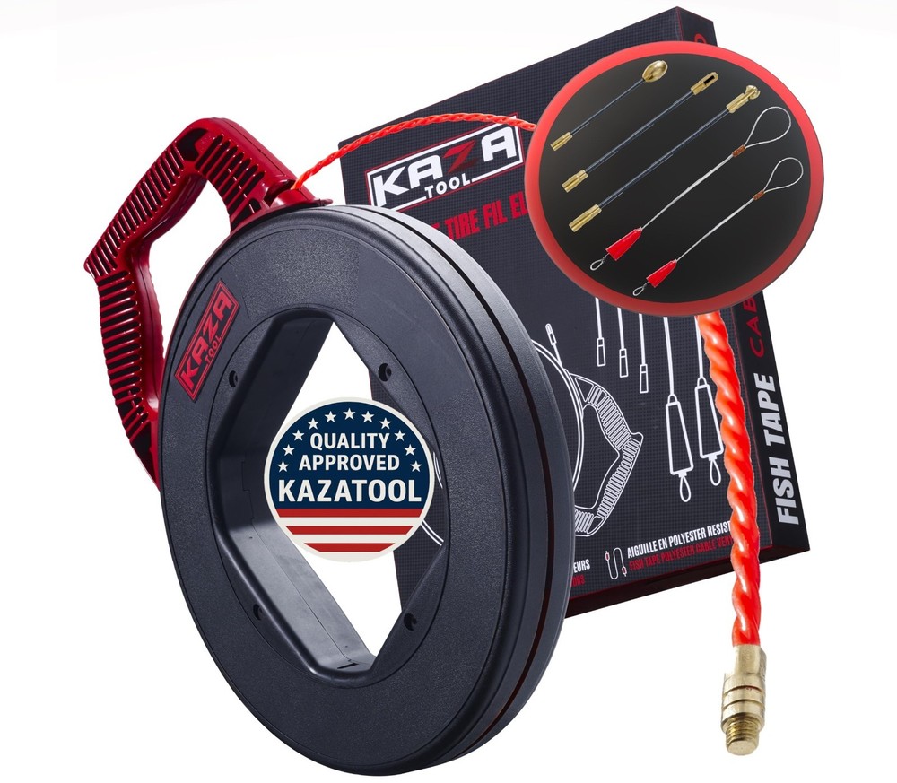100FT Fish Tape Wire Puller - Non-Conductive, Flexible Electrical Cable Fishing
