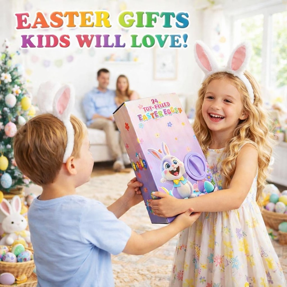 24PCS Prefilled Easter Eggs with Toys Inside - Gumball Machine Style Easter E...
