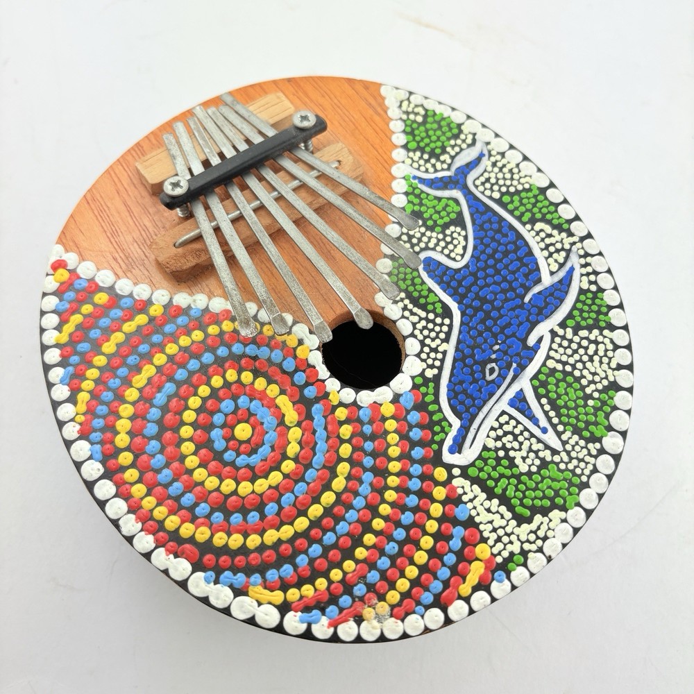 Hand Painted Coconut Shell Kalimba Thumb Piano Decorative Piece Playable