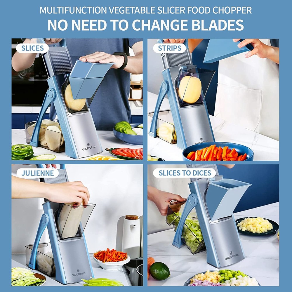 ONCE for ALL Upgrade Safe Mandoline Slicer Plus, Biger Size, Adjustable Vegetabl