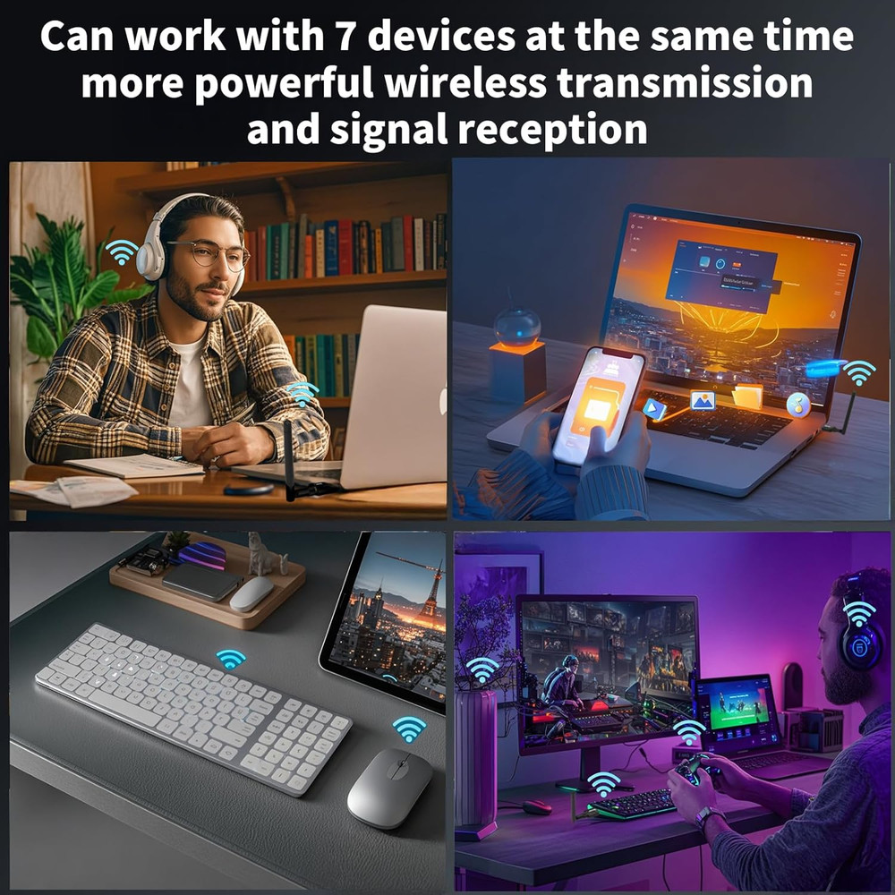 USB Bluetooth 5.4 Adapter for Desktop PC: Long Range 500FT Wireless Dongle with