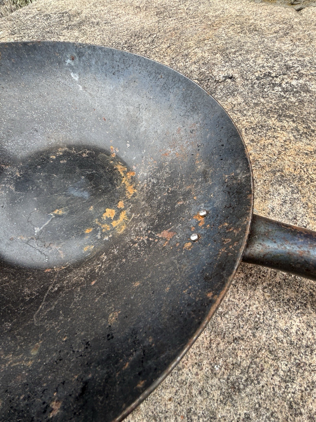 Hand Forged Carbon Steel 12” Flat Bottom Wok WEYH Gan Shan Single Handle USA