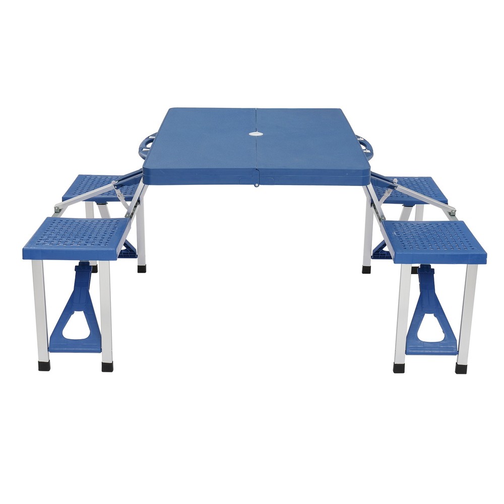 Siamese Folding Tables & Chairs Set in Thickened PS Plastic.