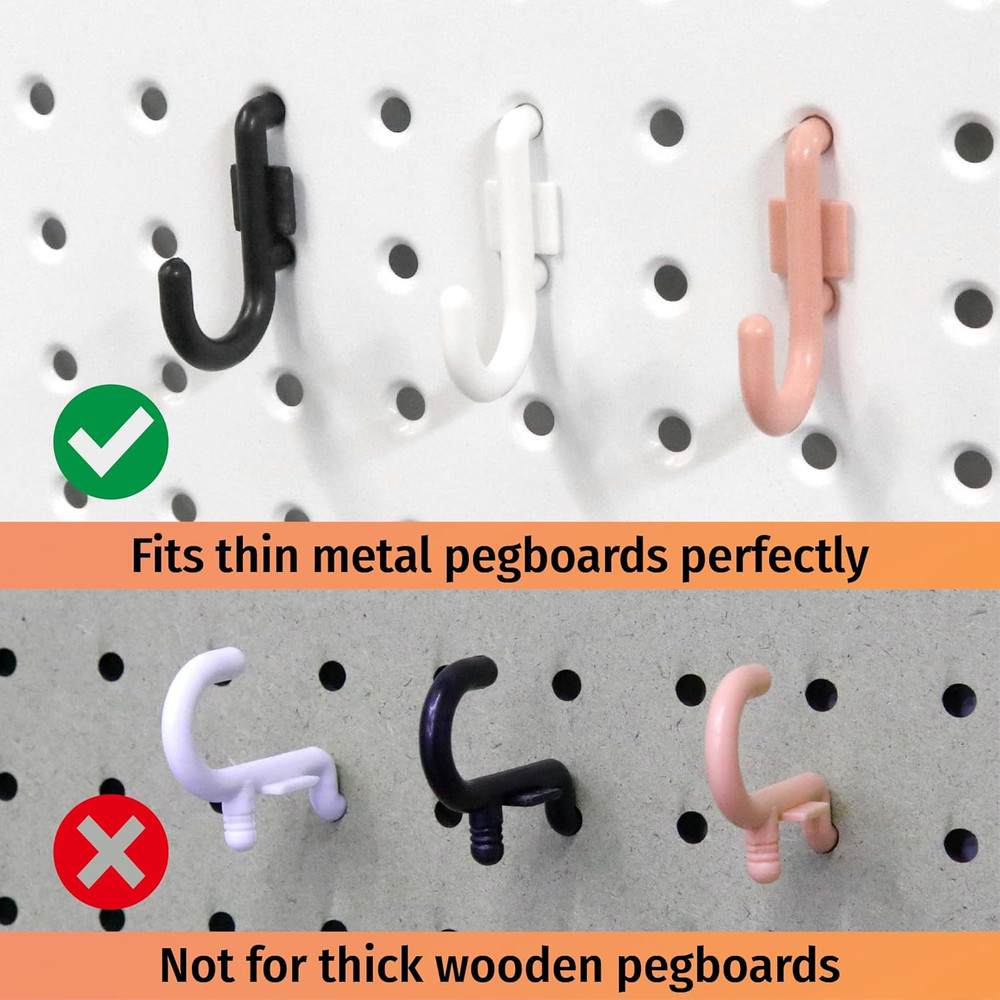 Pegboard Plastic Hooks, Designed for 1/4" Metal Pegboard Panel, Black, 100PC