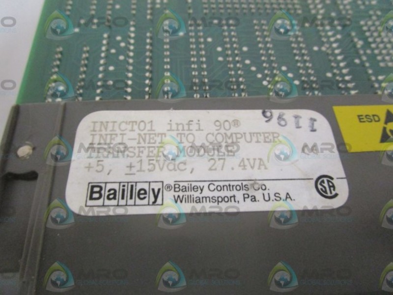 BAILEY INFI-NET TO COMPUTER TRANSFER MODULE INICT01 UNMP