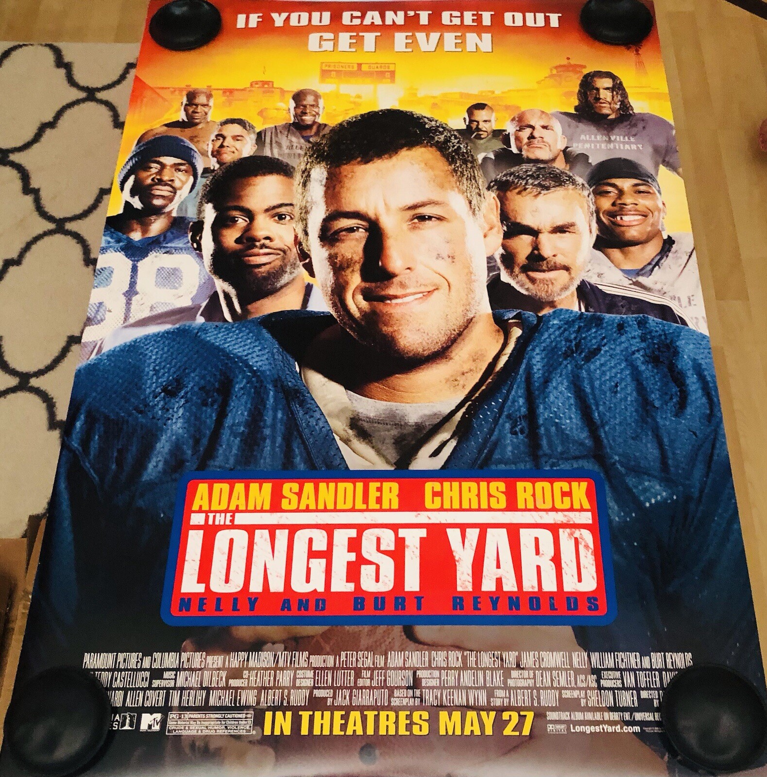 THE LONGEST YARD Original Double Sided DS 27x40 Movie Poster Adam Sandler