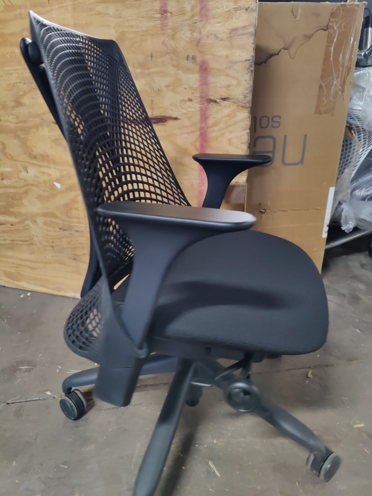 Black Sayl Office Desk Chair Herman Miller Fixed Arms Black Seat/Frame