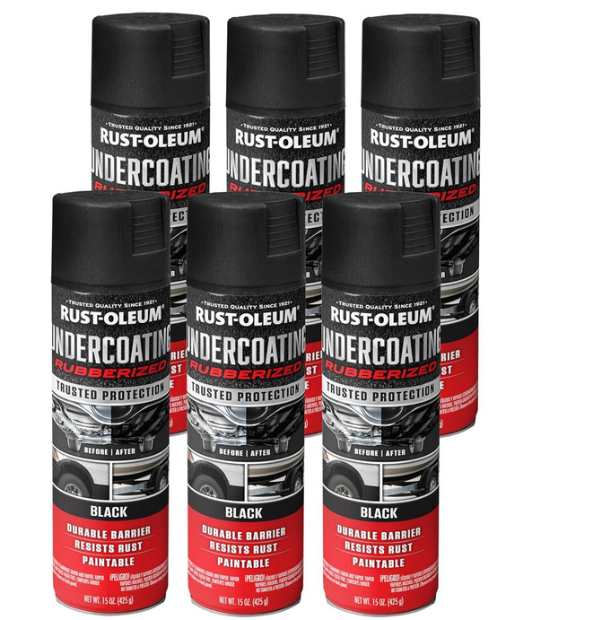 Rust-Oleum 248657-6PK Stops Rust Undercoating Spray, 15 oz, Rubberized Black, 6