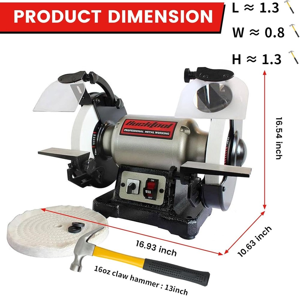 8 inch Dual Speed Bench Grinder & Buffer, Professional Low High Speed Bench