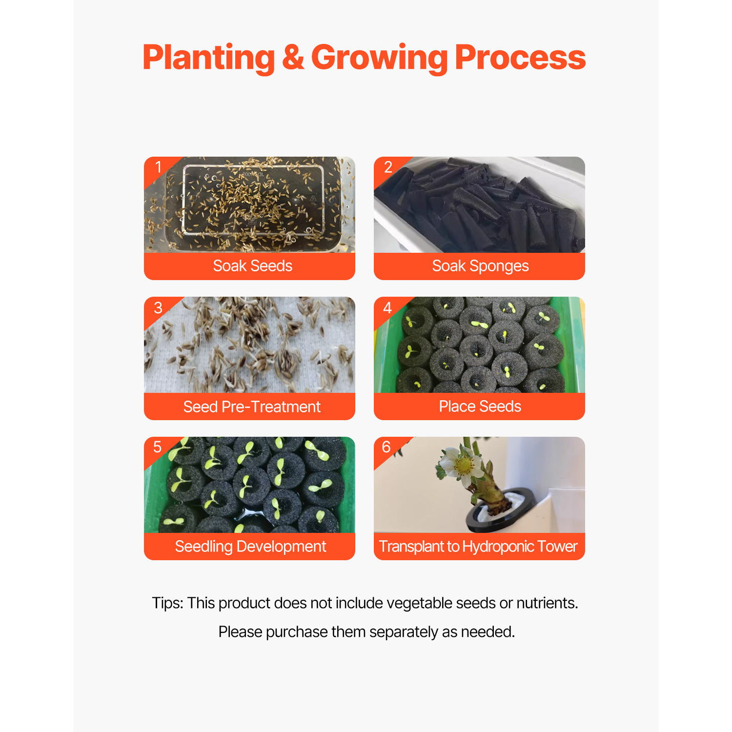 Hydroponic Growing System with Grow Light 30 Pods Indoor Hydroponic Tower Garden