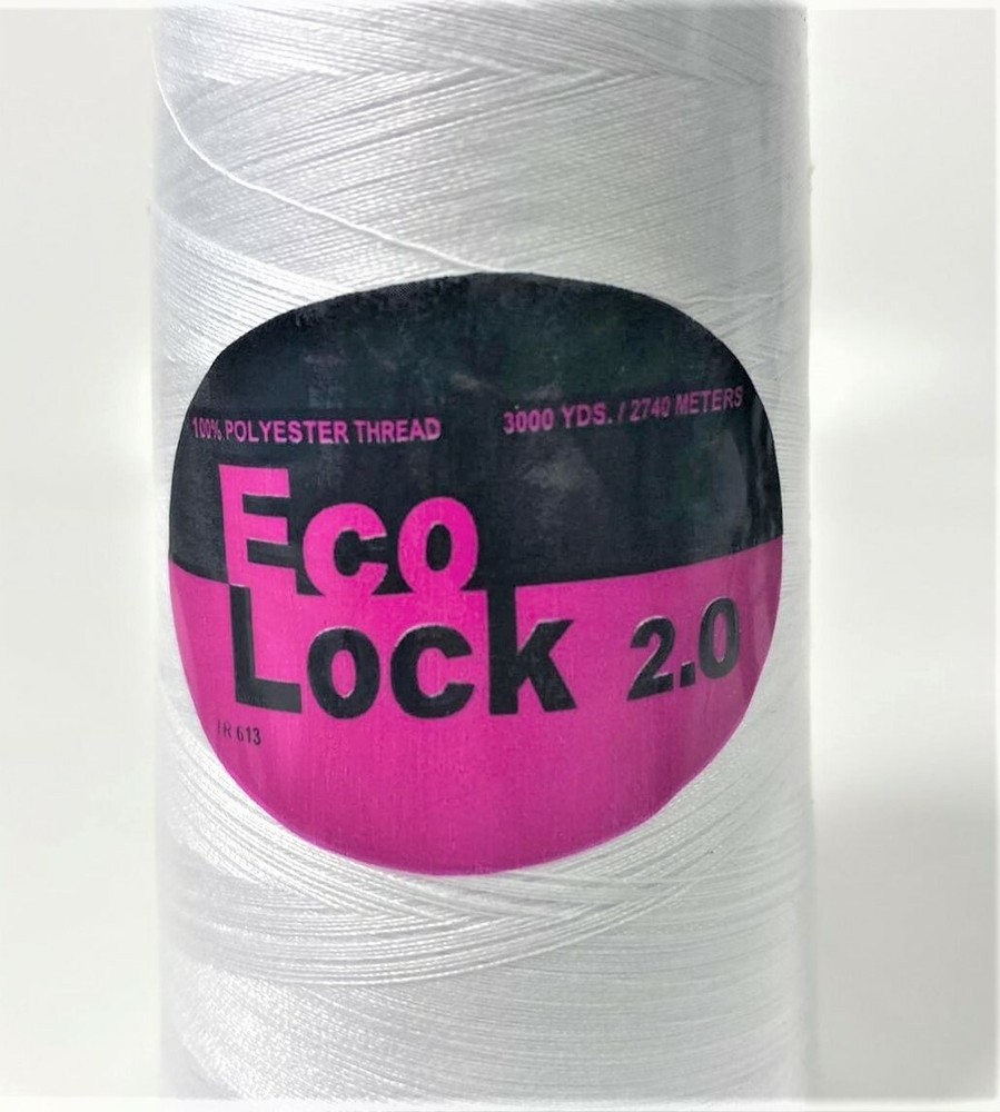 Eco-Lock 3,000 Yards 100% Polyester Thread - WHITE