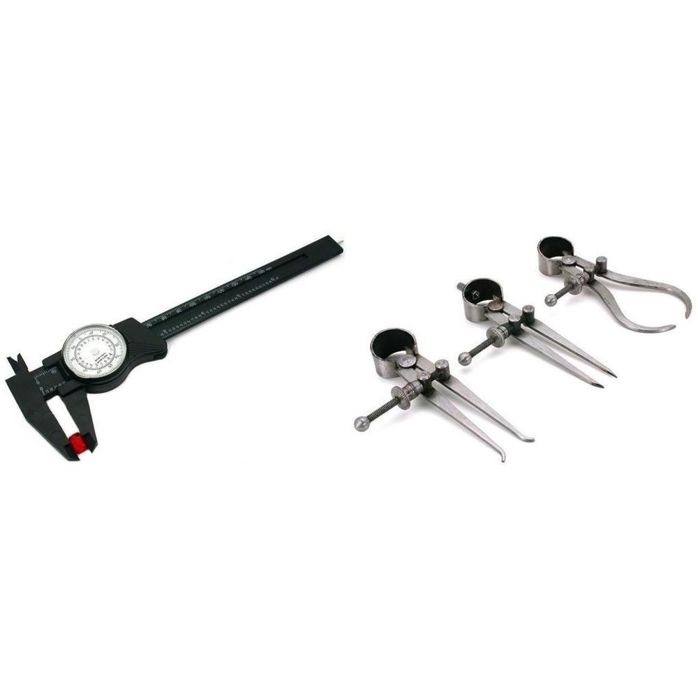 Vernier Dial Caliper with 3 Inside & Outside Precision Calipers