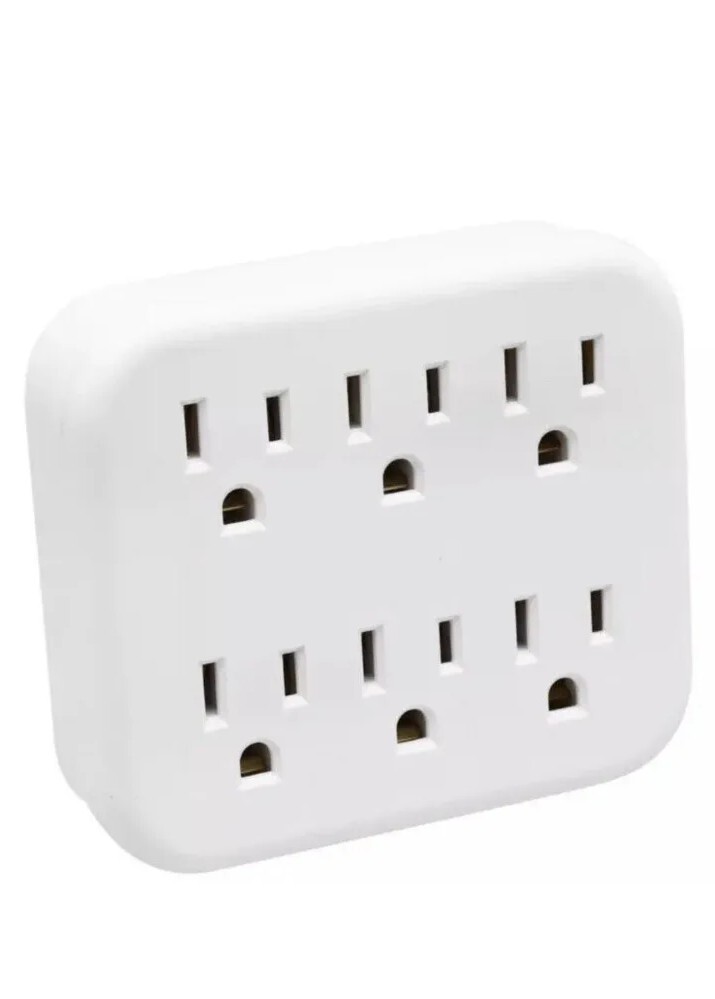 6 Outlet Wall Outlet Adapter Multi Plug Power Splitters Electrical Tap In 2 Pack