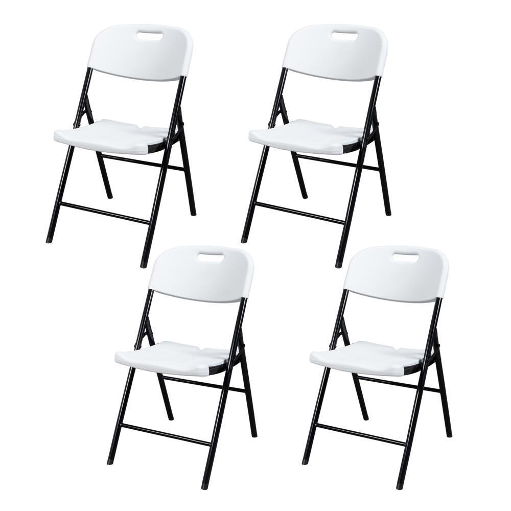 Set of 12 Commercial Folding Chair Seat Event Set for Outdoor Garden White