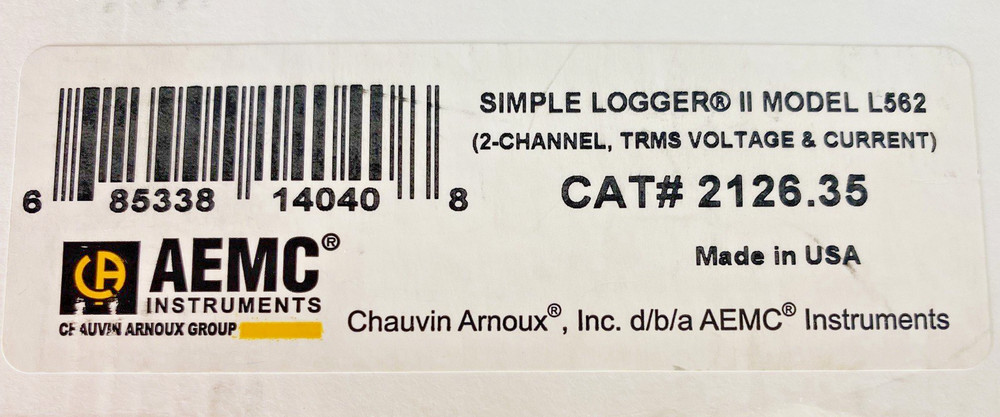 AEMC Instruments L562 - 2-Channel Voltage and Current Simple Logger II.