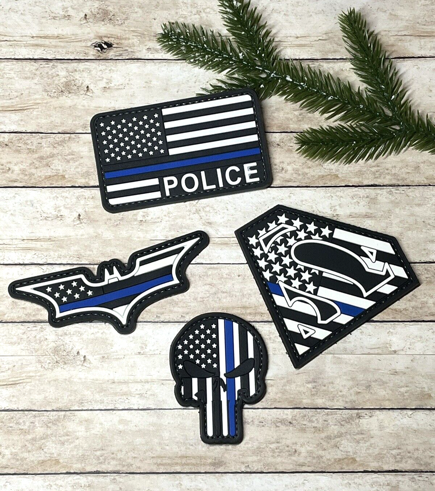 Punisher PVC Patch - Tactical Morale Patch - Thin Blue Line Flag Patch - Police