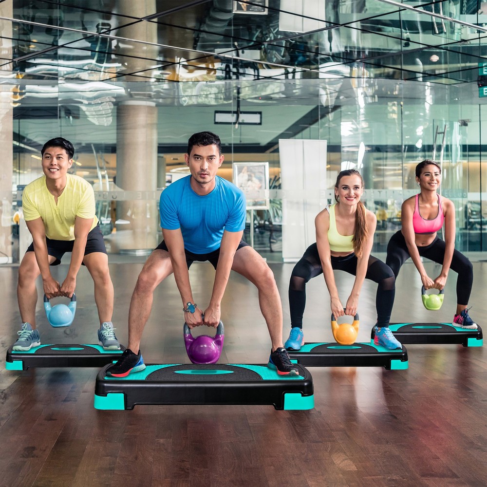 31" Adjustable Exercise Step Platform, 3-Level Height Non-Slip Surface Green