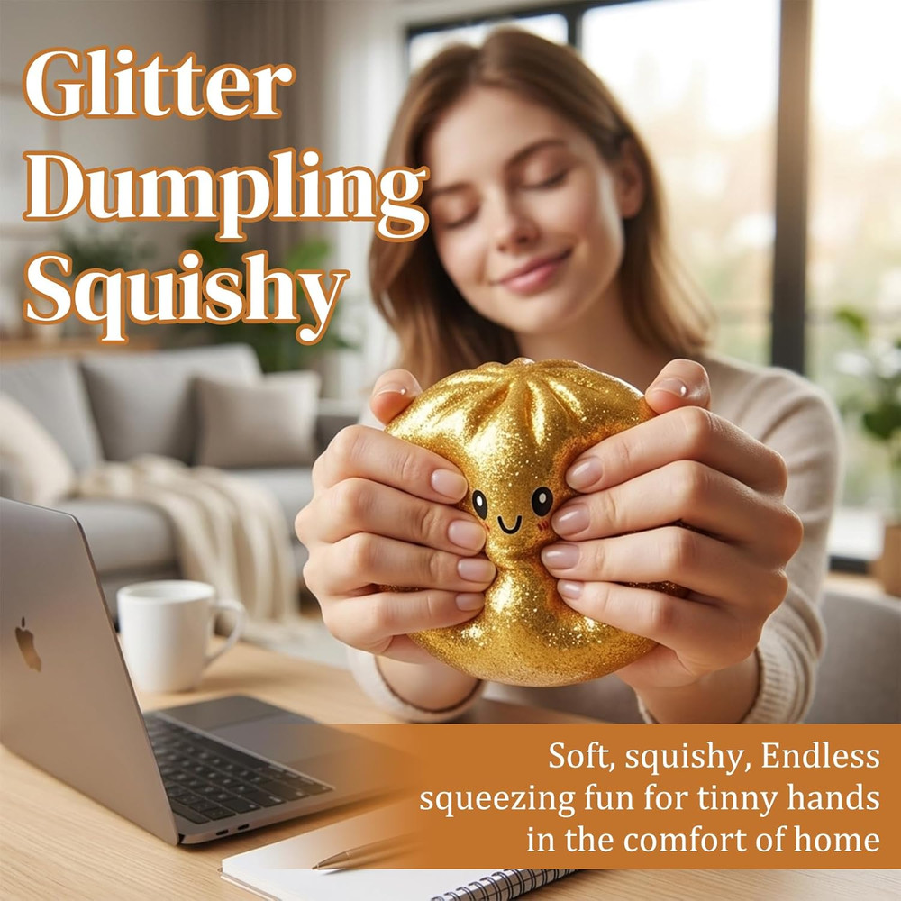 Glitter Dumpling, Glitter Dumpling Squishy with Box (Blue)