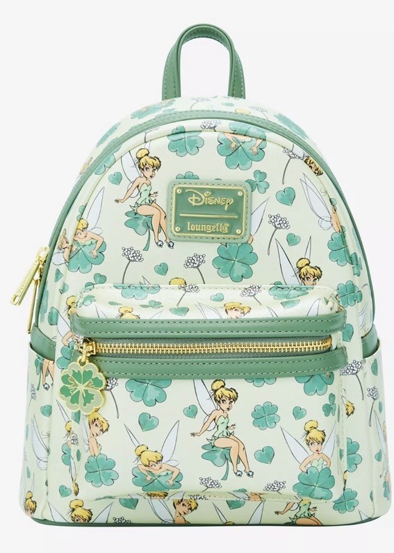 Loungefly Disney Peter Pan Tinker Bell Clover All-Over Print Mini Backpack