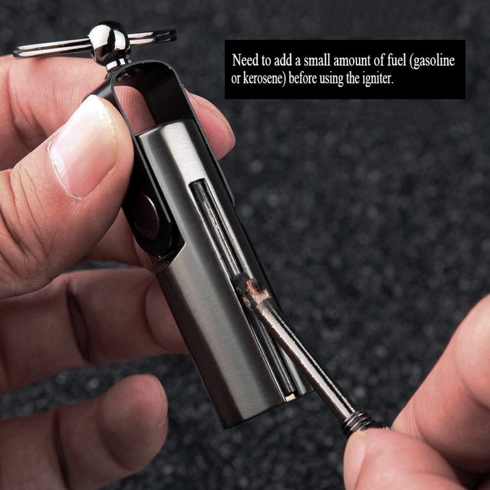 BIASTNR Permanent Match, Keychain Flint Matchstick Fire Starter Medium, Black