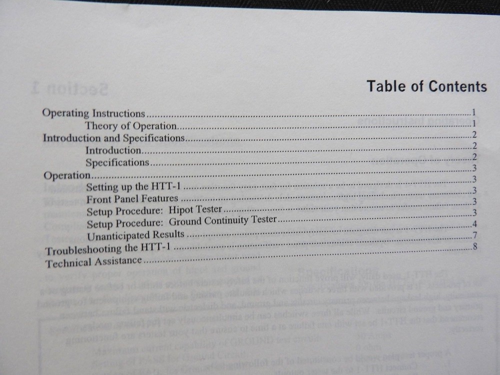 COMPLIANCE WEST HTT-1 FUNCTION TESTER INSTRUCTION MANUAL CLEAN