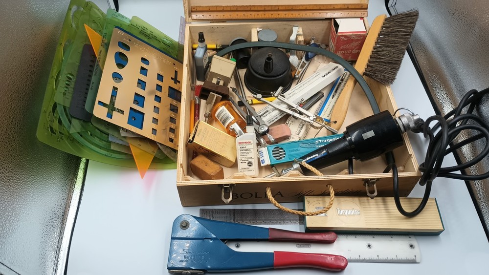 Vintage Drafting Tool Lot Neptune Compass Set Geometry Tools 50+ Items