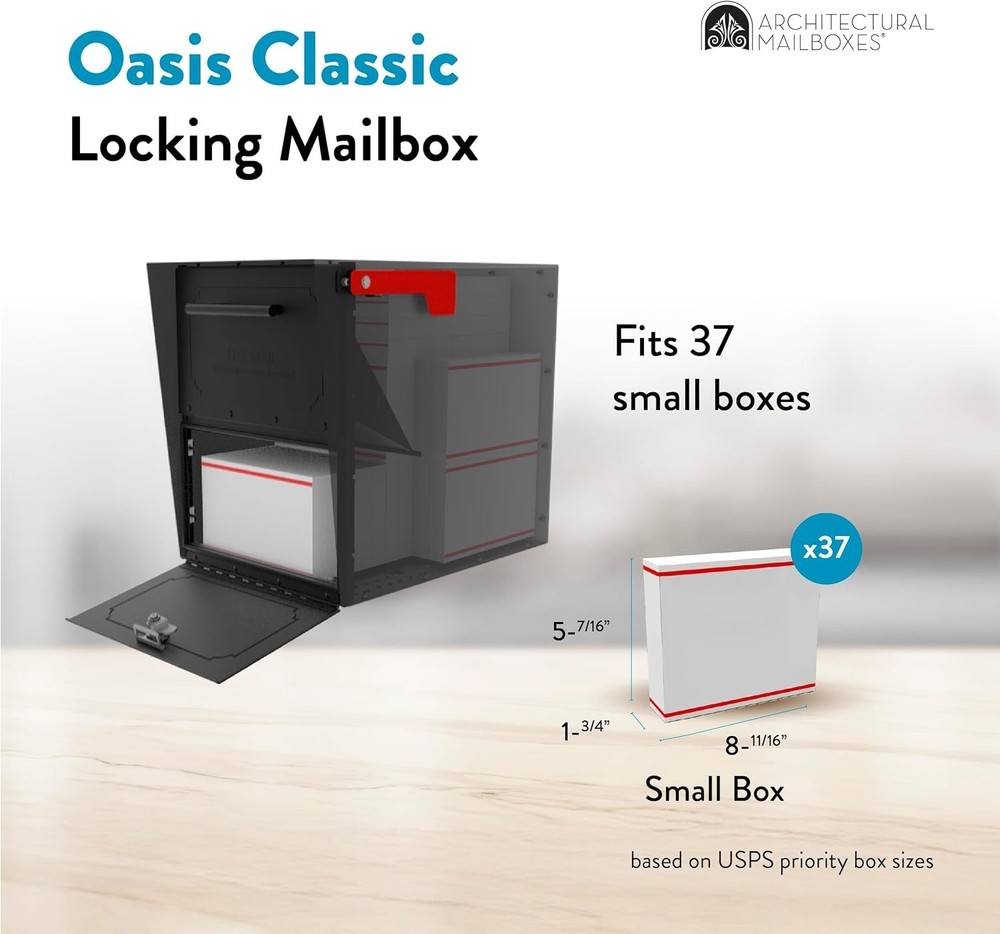 Oasis Classic Locking Post Mount Parcel Mailbox with High Security Reinforced...
