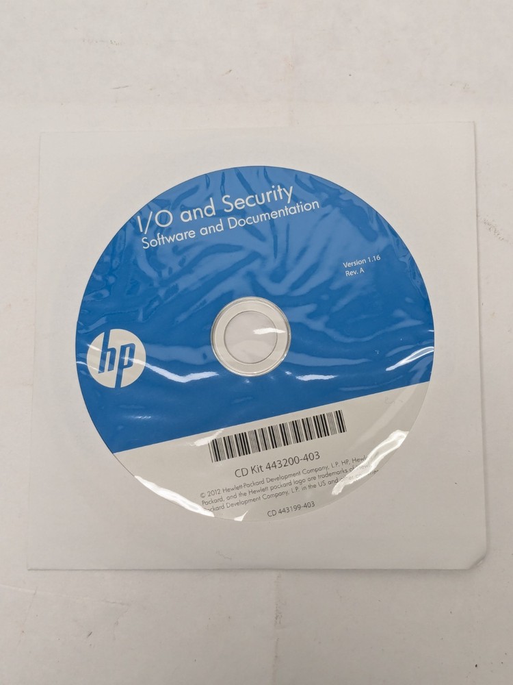 HP I/O AND SECURITY SOFTWARE AND DOCUMENTATION CD Kit 443200-403
