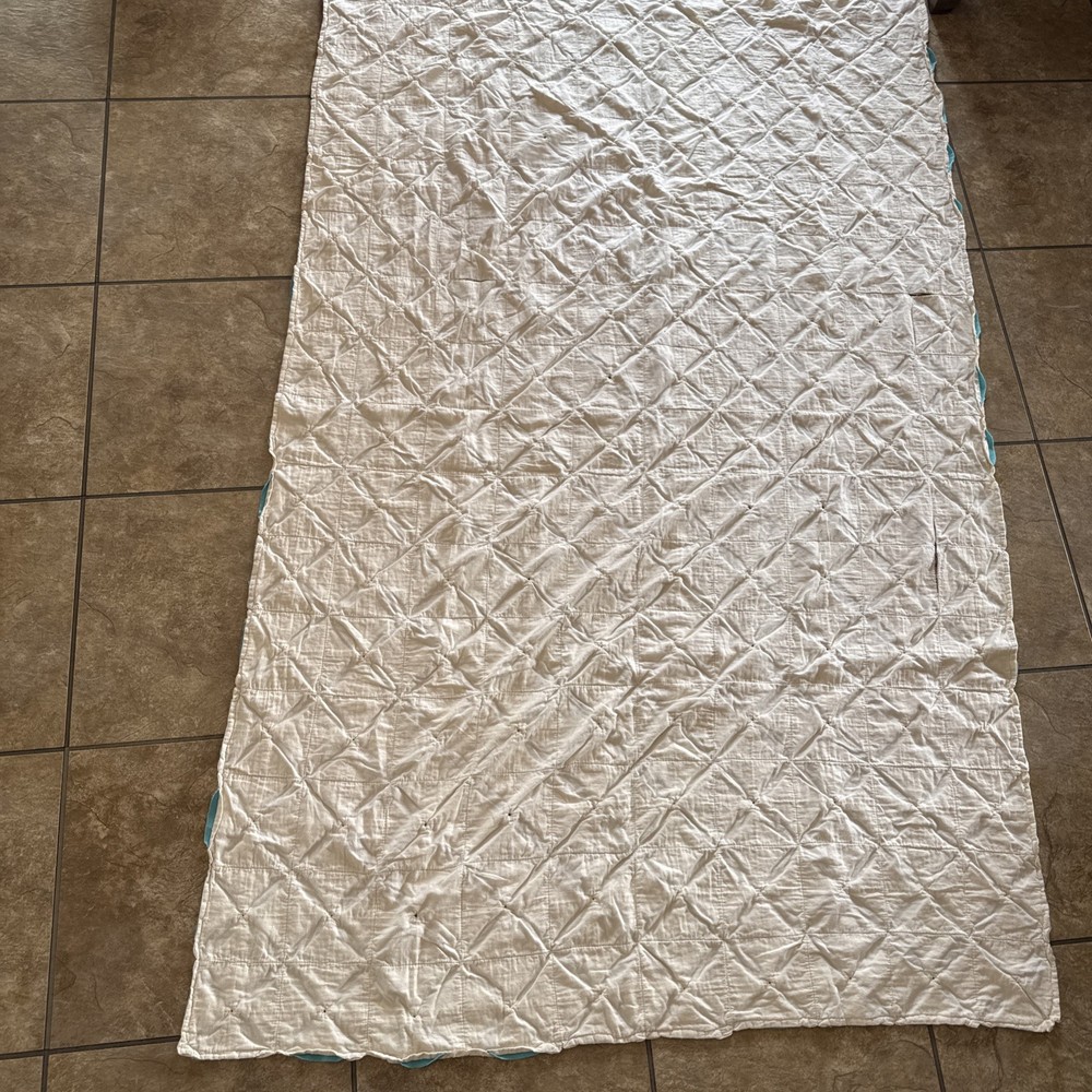 Vtg Cathedral Window Pattern Multicolored Quilt Handmade 80” X 49” Needs Work