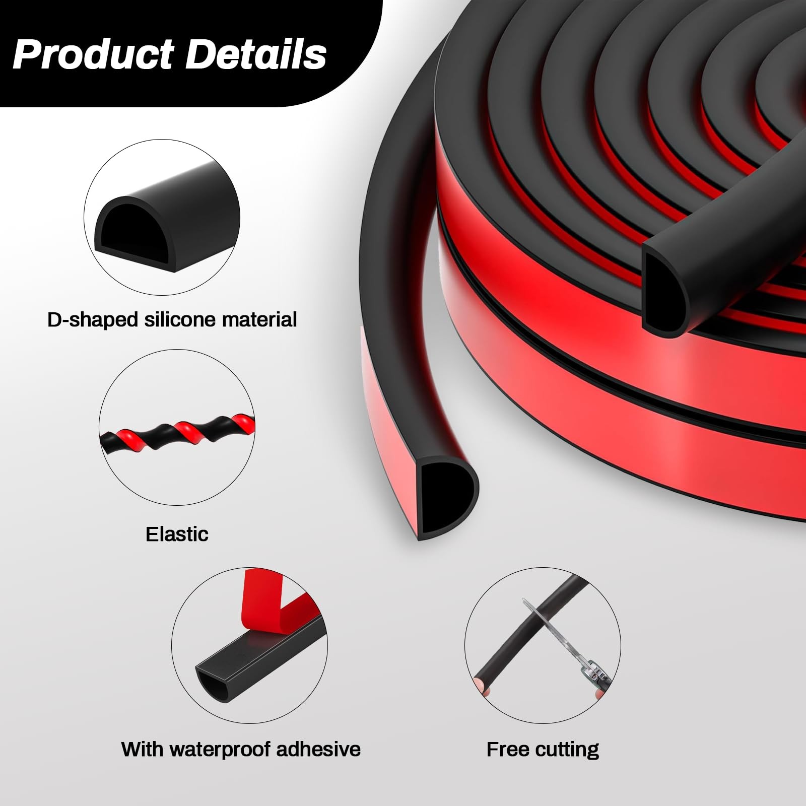 20Ft Weather Stripping 3/8"W X 1/4"T Universal Car Door Seal Strip Automotive