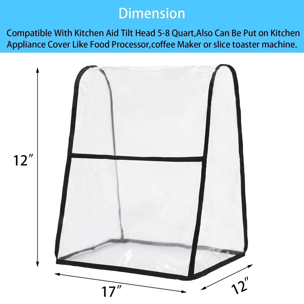 Clear KitchenAid Stand Mixer Cover-Waterproof Dust Universal Size,